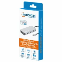 Manhattan Docking Station para conexión USB-C 8 en 1 con entrega de energía