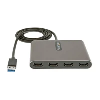 StarTech.com Adaptador USB 3.0 a 4 Puertos HDMI - Tarjeta de Video Externa - Dongle Llave USB-A a 4x HDMI - 1080p a 60Hz - Conversor Multimonitor USB a HDMI - Solo para Windows