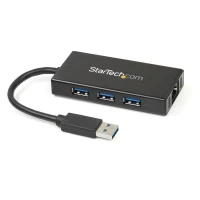 StarTech.com Hub USB 3.0 de Aluminio con Cable - Concentrador de 3 Puertos USB con Adaptador de Red Ethernet Gigabit