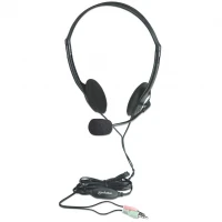 Manhattan 164429 audífono y auriculare Auriculares Alámbrico Diadema Llamadas/Música Negro, Plata