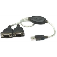 Manhattan 174947 cable serial Negro 0.45 m USB A DB9