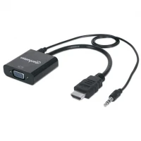 Manhattan 151559 adaptador de cable de vídeo 0.3 m HDMI + 3.5mm VGA (D-Sub) Negro