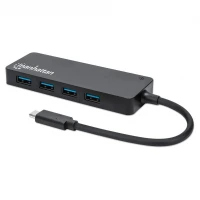 Manhattan 164924 nodo concentrador USB 3.2 Gen 1 (3.1 Gen 1) Type-C 5000 Mbit/s Negro