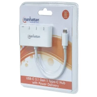 Manhattan 163552 nodo concentrador USB 3.2 Gen 1 (3.1 Gen 1) Type-C 5000 Mbit/s Blanco