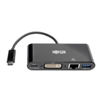 Tripp Lite U444-06N-DGUB-C Adaptador Multipuerto USB-C, DVI, Puerto USB-A, GbE, Carga PD, Negro