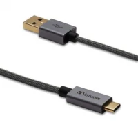 Cable USB Verbatim USB-C a USB-A Trenzado 47in Color Negro