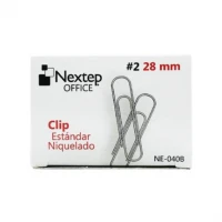 Clip Estándar Nextep Niquelado #2 28mm C/10 100 Clips c/u