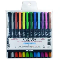 Marcador Zebra Sarasa Porous Punto Fino 0.8mm Colores Surtidos Estuche C/12 Pzas