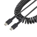 StarTech.com Cable de 50cm de Carga USB C a USB C, Cable USB Tipo C en Espiral de Carga Rápida y Servicio Pesado, Cable USB 2.0 USBC, de Fibra de Aramida Resistente, Negro