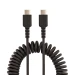 StarTech.com Cable de 50cm de Carga USB C a USB C, Cable USB Tipo C en Espiral de Carga Rápida y Servicio Pesado, Cable USB 2.0 USBC, de Fibra de Aramida Resistente, Negro