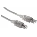 Manhattan 333405 cable USB 1.8 m USB 2.0 USB A USB B Plata