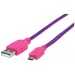 Manhattan 352758 cable USB 1 m USB 2.0 USB A Micro-USB B Rosa, Púrpura